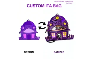 Customized Gothic Halloween Spooky Haunted House Ita Bag Backpack Hand Bags Women Lux Vegan Leather Material Custom Chosen
