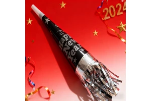New Year's Festival Party Black Gold Silver Tinsel New Year Party Blow Horns Foil Fringe Noisemaker Blower