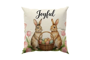 Luxury Home Hotel Textile Easter Decorative Floral Striped Pillow Covers 600TC Linen Square Customizable Pillow Cases For DIY