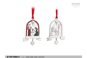 Winko XMAS ORN Christmas Ornament Hanging Decoration Ornament, Nativity With Star, W/ Red Epoxy, Green, Red, Gold Glitter, ...