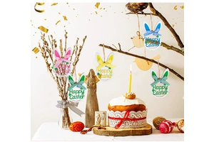2025 New Wooden Rabbit Egg Decorations Color Painting DIY Arts Crafts Hanging Pieces Easter Holiday Party Decoration