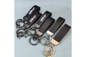 Customized Brand Luxury Full Grain Key Chains Personalized Metal Cowhide Men Pure Genuine Leather Keychain With 3d Laser