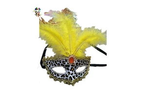 Cheap Venetian Mardi Gras Party Costume Leopard Feather Masquerade Masks HPC-0453