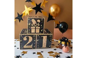 Black Gold 18 21 30 40 50 60 70th Birthday Box Balloon Party Theme Decoration Festive Atmosphere Surprise Props Party Decoration