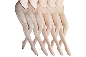 Wholesale Women Hollowed Out V Cut Carnival Glitter Fishnet Stockings Shiny Pantyhose