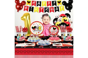 Fun Kids Birthday Party Supplies Disposable Dinnerware Set with Plates Cups Napkins for Celebration