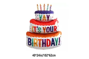 T1210 Multiple Colored Candles Three-layer Cake Series Bear Cake Aluminum Film Balloon for Children's Birthday Party Decoration
