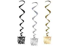 Xieli New Year Party Ceiling Decorations Gold Silver Black New Year Letter Hanging Swirl Decorations