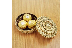 Gold Plastic Candy Boxes Party Gifts for Adults Weddings Christmas Birthday Party Supplies Round Candy Box Gold