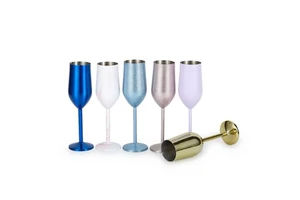 220ml Stainless Steel Wine Cocktail Glasses Unbreakable Metal Champagne Flutes Goblet For Party Wedding