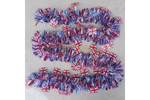 British Flag Ribbon Tinsel Garland Holiday Decorations National Day Party Arrangement Colorful Hanging Decorations