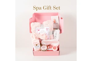 2026 Valentine's Day Mother's Day Gift Romantic Pink Rose Spa Gift Set for Her Premium Self Care Kit with Tumbler Bath Bomb