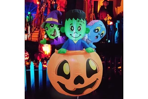 Cross-border Halloween Inflatable LED Glowing Pumpkin, Green Witch, and Monster Outdoor Halloween Party Decorations