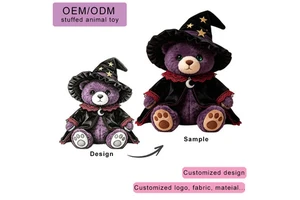 Eco-friendly Wizard Teddy Bear Plush Doll Super Soft Polyester Customizable Halloween Stuffed Animal Toy For Kids Festival Gifts