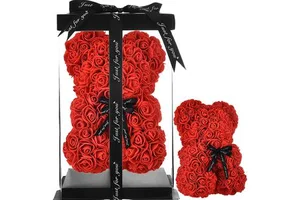 25CM Mothers Day Gifts Girlfriend Mom Birthday Women Gifts PE Rose Teddy Flower Valentines Day Birthday Gift With Box