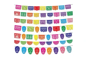 Mexican Death Day Paper Cutting Felt Banners Flags Garland for Happy Day of the Dead Birthday Carnival Festival Party Decoration