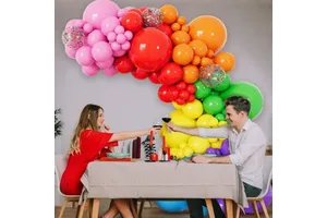 Vibrant Colorful Feista Mexican Party Supplies Rainbow Mexican Theme Balloon Garland for Kids Adults Birthday Party Ramadan