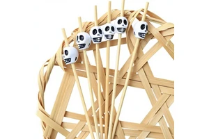 10mm Skeleton Stick Halloween Decoration Sign Hamburger Sign 100 Support Disposable Food Grade Biodegradable JM-70 Customizable