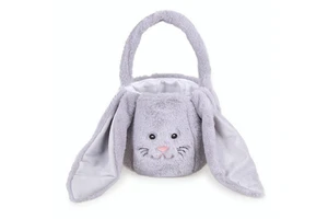 Sunday Angora Yarns Bunny Easter Baskets with Long Plush Ear Egg Hunt Easter Gift Candy Tote Bags for Girls Party Decorations