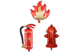 Matte Flame Fire Extinguisher Aluminum Foil Balloon for Birthday Party Supplies Children's Firefighter Theme Decorations
