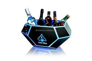 Custom Rechargeable Mirror Acrylic LED 5L Boat Shape Luxury Ice Bucket For Bar KTV Liquor Brand Promotion Nightclub