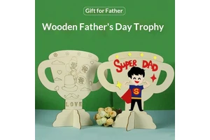 Fathers Day DIY Graffiti Poplar Wooden Trophy Kindergarten Gift for Dad Mother's Day Women's Day Fun Parent-Child