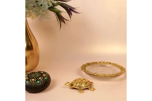 Exquisite Handcrafted Golden German Silver Tortoise Plate 55 Inch Decorative Home Table Centerpiece Collectible Gift Wholesale