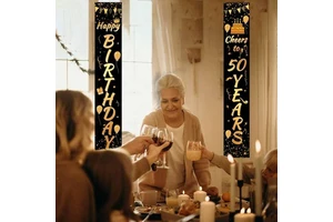 QIFU 50 Birthday Door Curtain 50th Birthday Party Decorations Adult 50 Years Birthday Balloon 50 Anniversary Party Supplies