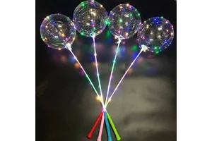 Factory Wholesale Festival Party LED Light up Bobo Balloon Transparent 20 Inch with Stick