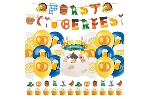German Paper Oktoberfest Flag Banners-round & Rectangular Designs for Birthday Holiday Themed Parties