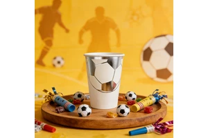 615240 Silver White Soccer Football Paper Cup Party Tableware Supplies Sports Event Decorations Kids Adults Birthday Celebration