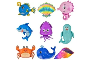 New Product Ocean Animals Foil Balloons Single Glossy Mermaid Shark Baby Birthday Party Kid's First Year Cartoon Themed