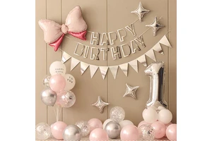Children's Baby Boy Girl First Birthday Party Scene Layout Background Wall Happy Birthday Adult Balloon Decoration Set Foil