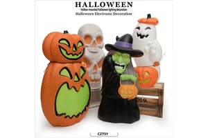 New Cross-border Halloween Illuminated Ground Ornaments: Ghost Pumpkin, Skull Witch Scene, Outdoor Courtyard Decoration