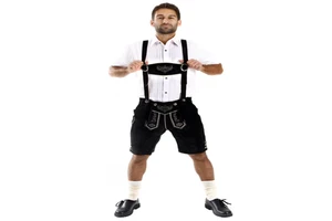 Custom Premium Genuine Leather Men German Oktoberfest Lederhosen Costume Manufacturer Authentic Bavarian Beer Festival Shorts