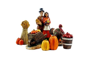 Pilgrim Village Mini Thanksgiving Figurines Gift Set of 6