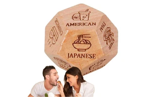 Adult Party Game 12 Sides Wooden Decision Dice for Couples Date Night Halloween Funny Choice Maker for Food Naughty Challenges