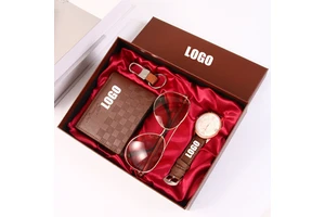 Corporate promotional business gifts Father's Day gifts quartz watch leather strap set Valentine's Day souvenirs men's gifts