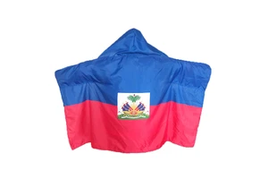 Custom 3x5 FT Vivid Color Haiti Body Banner Cape Flag for Football Events National Day Sports Games with Elastic Loop
