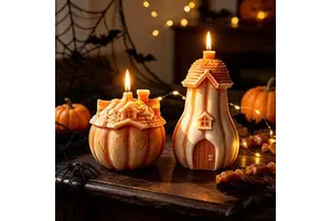 3D Pumpkin House Handmade Candle Plaster Silicone Mold DIY Halloween Scented Wax Mold Modern Minimalist