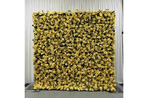 Backdrop 8Ft X 8Ft Roll 5D Artificial Flowers Fabric Silk Wedding Graduation Easter Mother's Day Christmas New Year Background