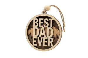Custom Best Dad Ever 3D Layered Plywood Ornament Wholesale Mountain Silhouette Father Day Gift Car Rearview Decor DDP