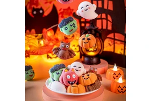 Halloween Marshmallow Candy Mixed Pack Fruity Flavored Pumpkin Lantern Green Ghost Evil YJL Brand 1000g Bags Custom Factory