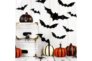YALONG Wholesale Halloween Window Sticker 3D Bats Decoration PVC Scary Black Bat Sticker For Home Decor
