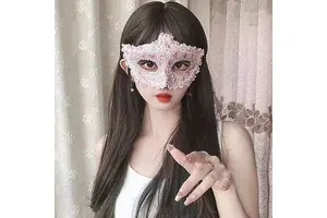 Women Plastic Venetian Style Eco-Friendly Fashionable Movie & TV Theme Masquerade Eye Mask Halloween Carnival Party Black Large