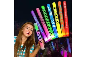 Nicro LED Glow Sticks Colorful Plastic Foam Light Sticks Neon Party Supplies for Concert Cheering Adult Party Decor