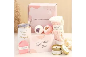 Promotional Get Well Soon Gift Set for Women Valentine's Day Gift Set Self Care Stainless Steel Tumbler Luxury Spa Set