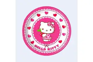 Party Love Hello Kitty Paper Disposable Children's Round Plates 19.5Cm Decorations 6 Pcs Made in China