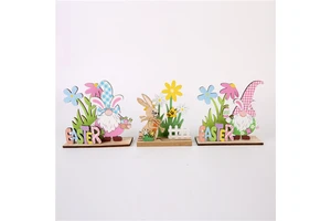 Hot Sale High Quality Natural Color Easter Bunny Wooden Ornament New Arrival Eco-friendly Reusable Lightweight Table Decoration