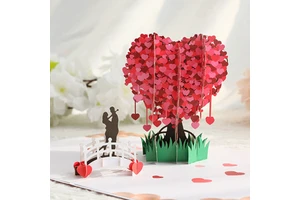Chinese Valentine's Day Heart-shaped 3d Greeting Card Gift, Valentine's Day Card, Flower Shop Couple's Gift